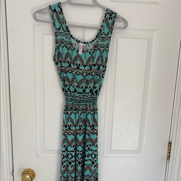 Xhilaration Teal and Black Geometric Maxi Dress - Picture 1 of 2